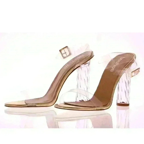 NEW Boohoo Lena Clear Strap Cylinder Unicorn Clear Heels $52 - Picture 4 of 6